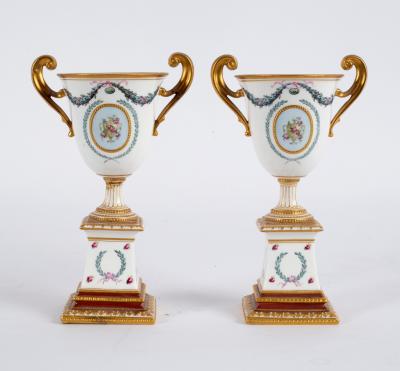 A pair of Royal Crown Derby urns