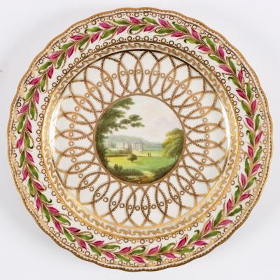 A Derby topographical plate painted