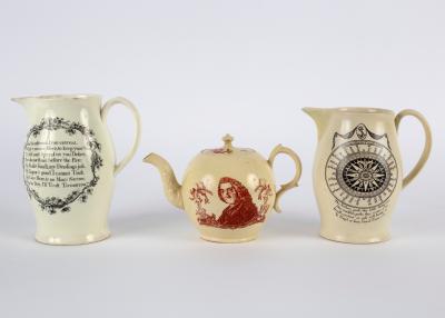 Two English creamware transfer printed