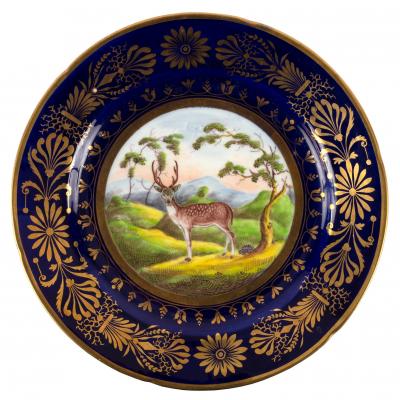 A Coalport blue ground plate from