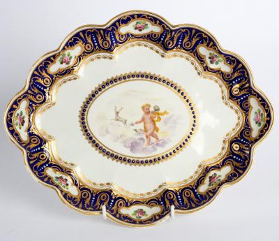 A Derby lobed oval dish, circa 1800,
