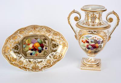 A Derby two-handled vase and a