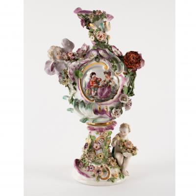 A Chelsea porcelain vase of elaborate