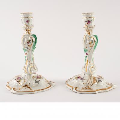 A pair of Meissen porcelain table