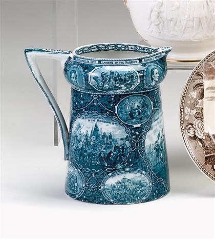     	Green-blue transferware commemorative