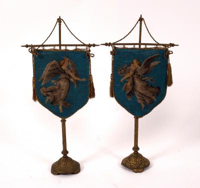 A pair of Victorian beadwork banners,