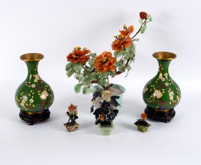 A pair of cloisonné vases, decorated