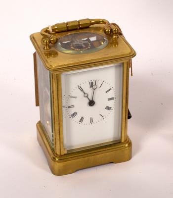 A gilt brass cased carriage clock