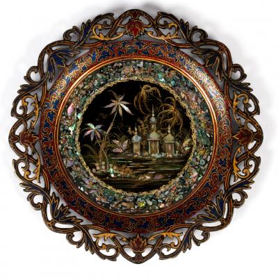 A Victorian papier-mâché plate