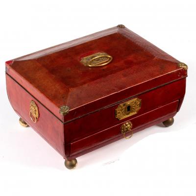 A Regency red leather jewel box 2ddf6b