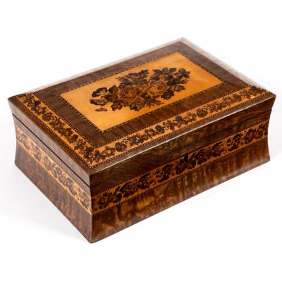 A Tunbridge ware jewel box, the cover