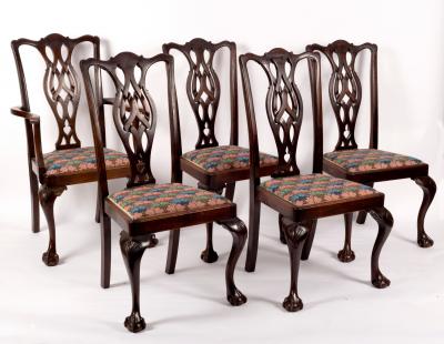 Five mahogany splat back chairs