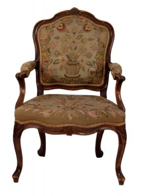 A carved beechwood framed fauteuil with