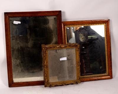 Two mirrors each in maple frames, plate