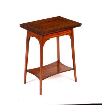 An Edwardian satinwood card table,