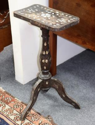 A Moorish tripod table inlaid foliate 2de00a