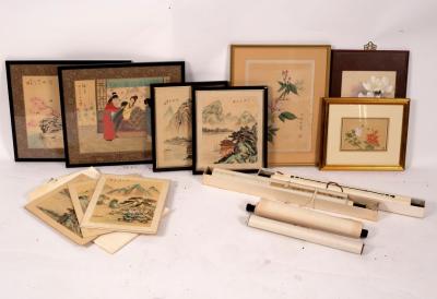 A quantity of Chinese paintings including