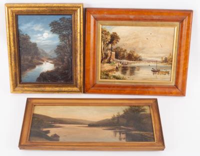 M J M River Landscape signed with 2de0b4