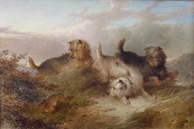 Paul Jones (British act. 1855-1888)/Terriers
