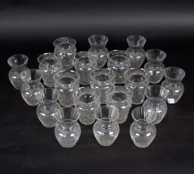 Twenty small blown glass posy vases