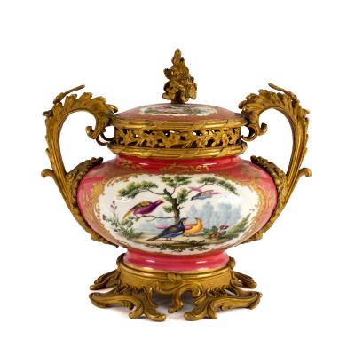 An ormolu-mounted Coalport pink