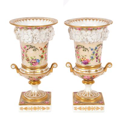 A pair of Swansea spill vases, circa