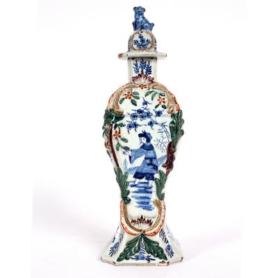 A Dutch Delft polychrome vase,