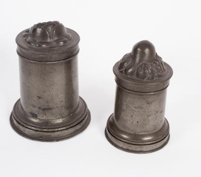 Two 19th Century heavy pewter moulds,