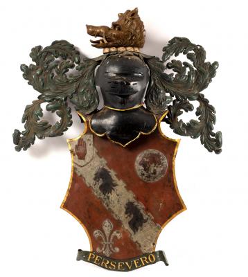 A polychrome sheet copper armorial