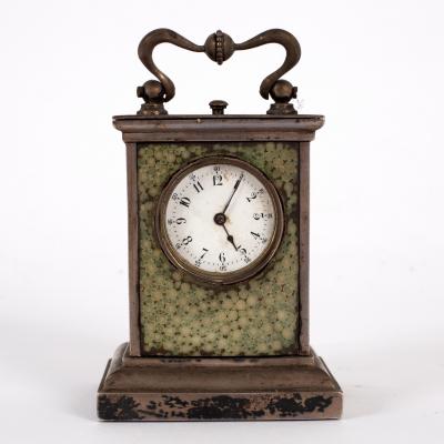 A petite sonnerie dressing table clock,