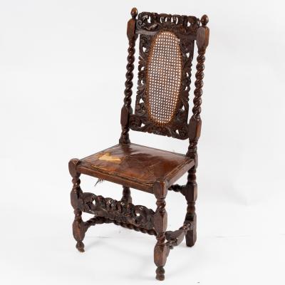 A Charles II beechwood side chair,