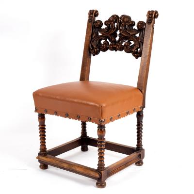 A walnut side chair, North Italian style,