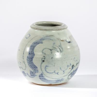 A blue and white globular studio pottery