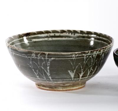 Studio Pottery, a stoneware bowl, wax
