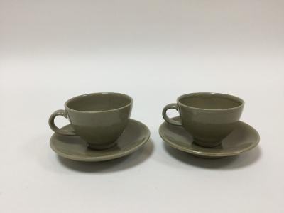 Crowan Pottery, two celadon glaze cups