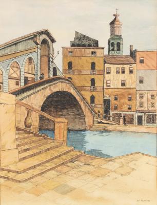 Art Mawhinney/Ponte Vecchio, Venice/signed