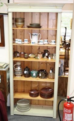 A pair of painted open cabinets  2de50c