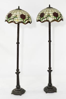 Style of Tiffany, a pair of metal