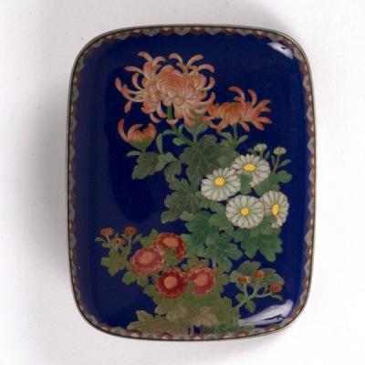 A Japanese cloisonné brooch of oblong
