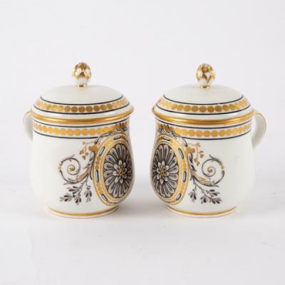 A pair of Vienna lidded cups painted