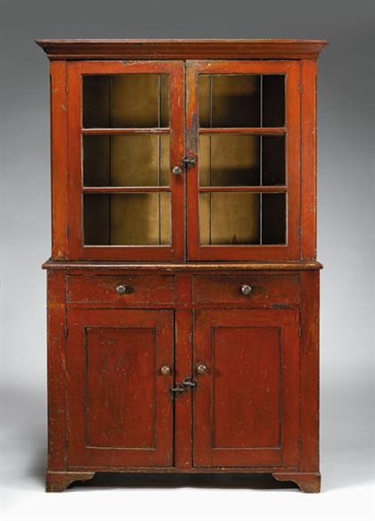 Red painted step back cupboard 49709