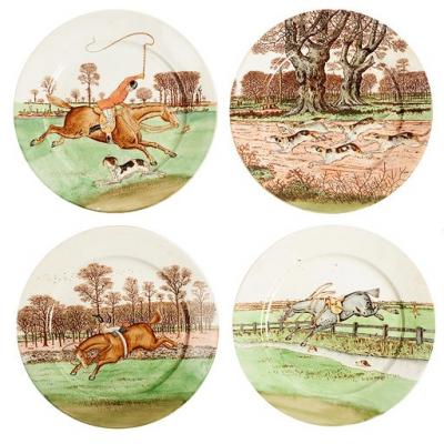 Nineteen plates depicting hunting scenes,