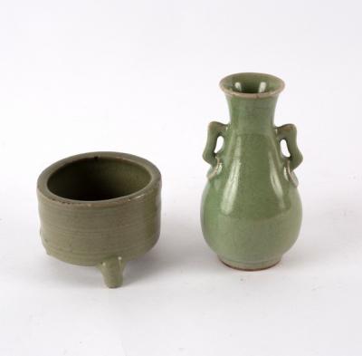 A Chinese celadon glaze vase, 17th/18th