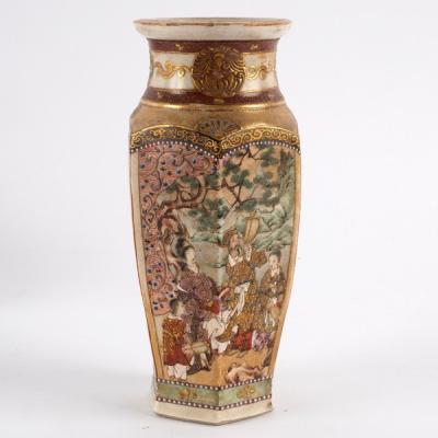 A Japanese Satsuma hexagonal vase,