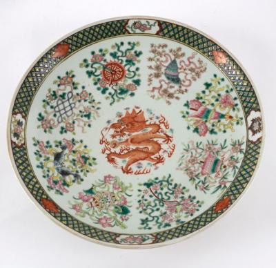 A famille rose circular dish, late 19th