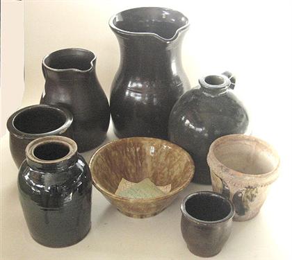 Group of redware and stoneware