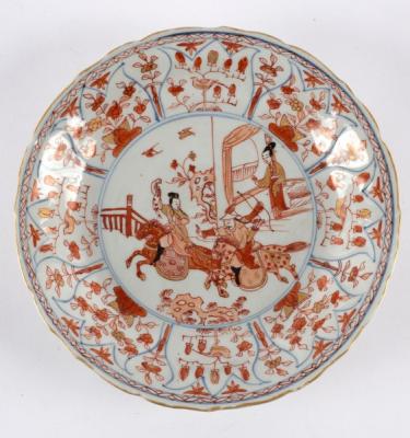 A Chinese iron red and gilt dish,