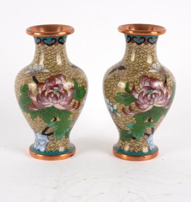 A pair of cloisonné baluster vases,
