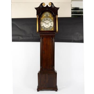 An oak cased eight-day longcase clock,