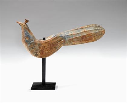 Full-bodied metal peafowl weathervane